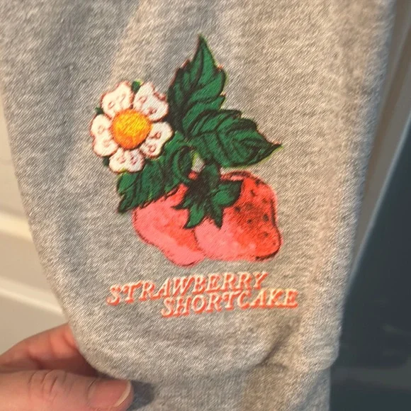 Strawberry Shortcake Theme Gray Crew Neck Sweatshirt XL Oversized - Picture 3 of 5
